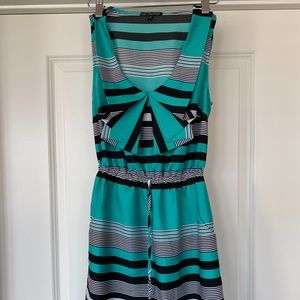 Turquoise and Black Striped Sundress